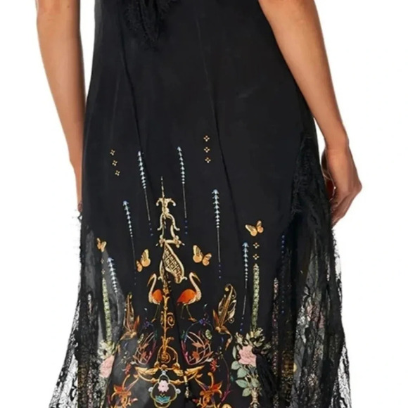 ❤️HOST PICK❤️ Camilla  Midi Lace Slip Dress Rebelle Black 100% Silk size S - Picture 15 of 16